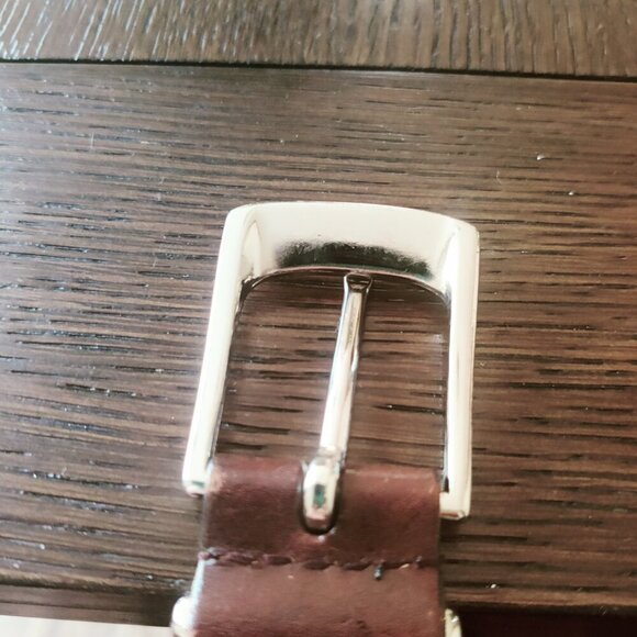 Leather Belt by Perry Ellis in a woven design with a belt buckle in Silver - Picture 5 of 6